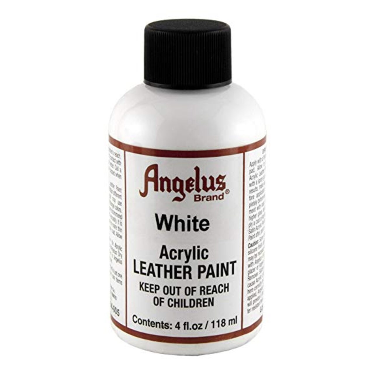 Angelus Shoe Polish - Acrylic Leather Paint - 4 oz. Bottle - White